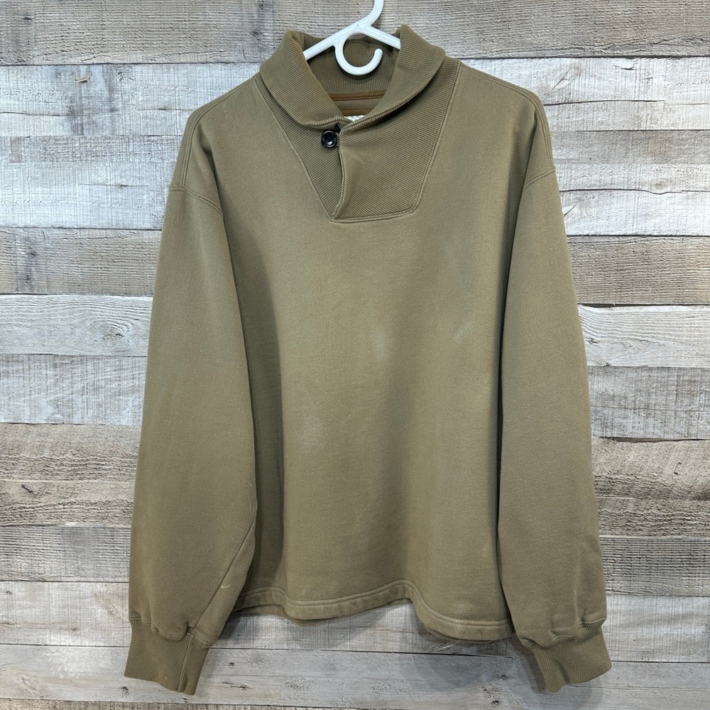 ORVIS Mens Tan Quarter Zip Pullover Sweatshirt Size Large Cotton Blend